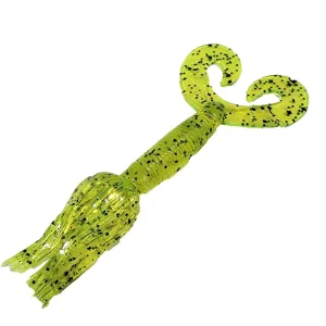 Chompers Skirted Twin Tail Grub 5" Qty 10 Chartreuse Pepper