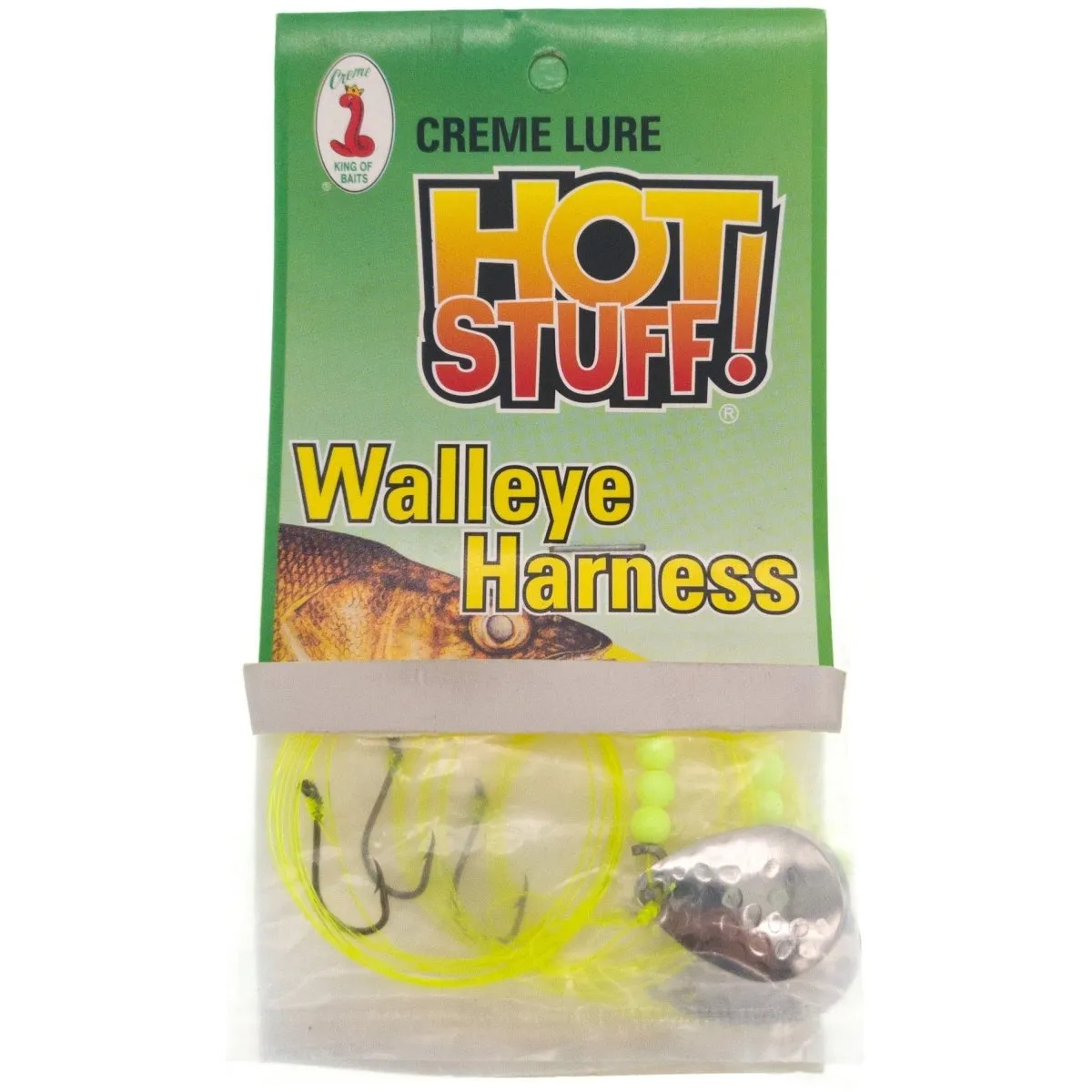 Creme Lure Hot Stuff Walleye Harness Size 4 Hammered Nickel Blade Chart Leader Qty 3