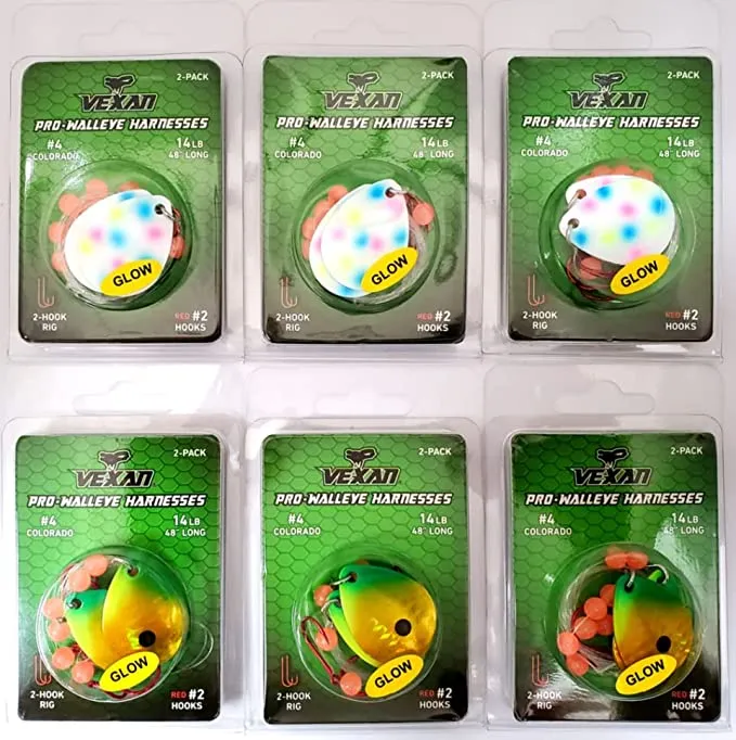 GLOW Walleye Crawler Harnesses Variety Kit - 12 pack