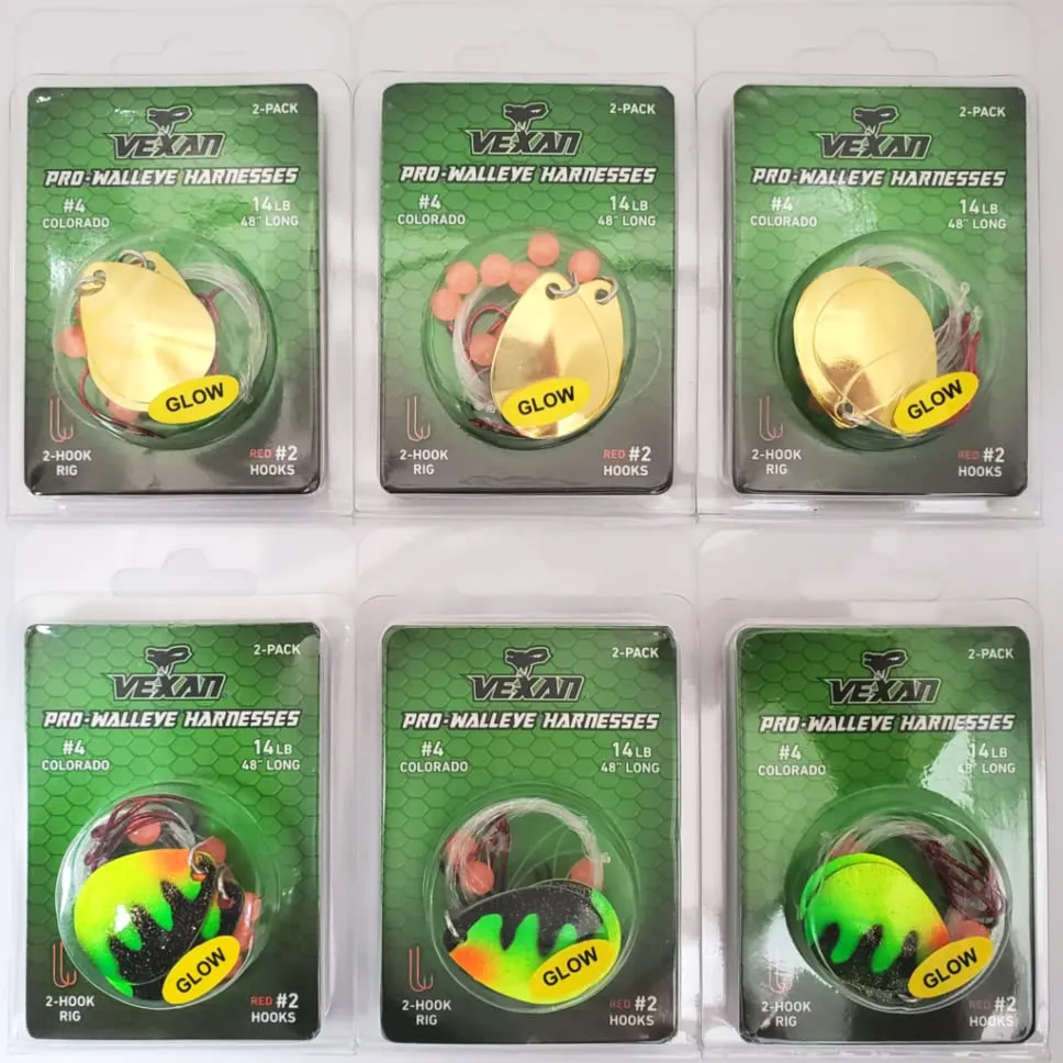 GLOW Walleye Crawler Harnesses Variety Kit - 12 pack