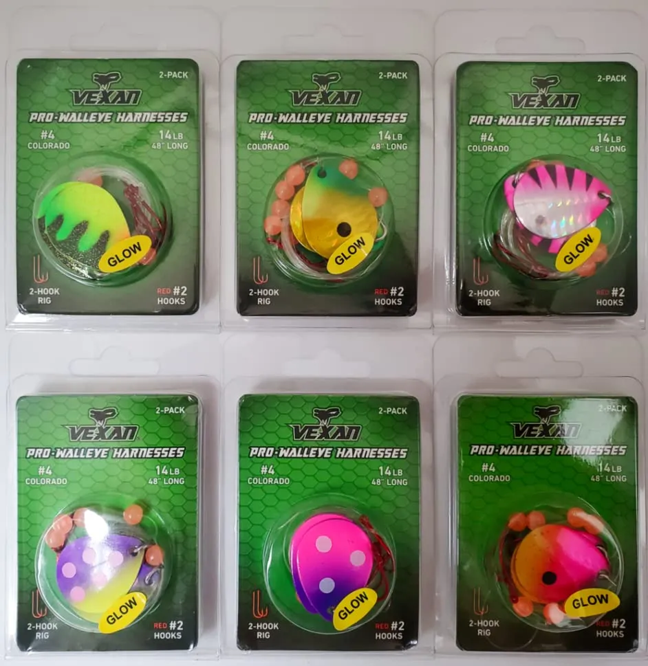 GLOW Walleye Crawler Harnesses Variety Kit - 12 pack