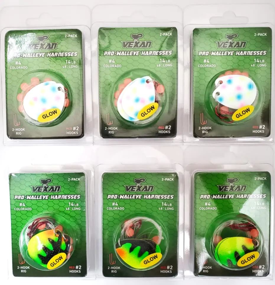GLOW Walleye Crawler Harnesses Variety Kit - 12 pack