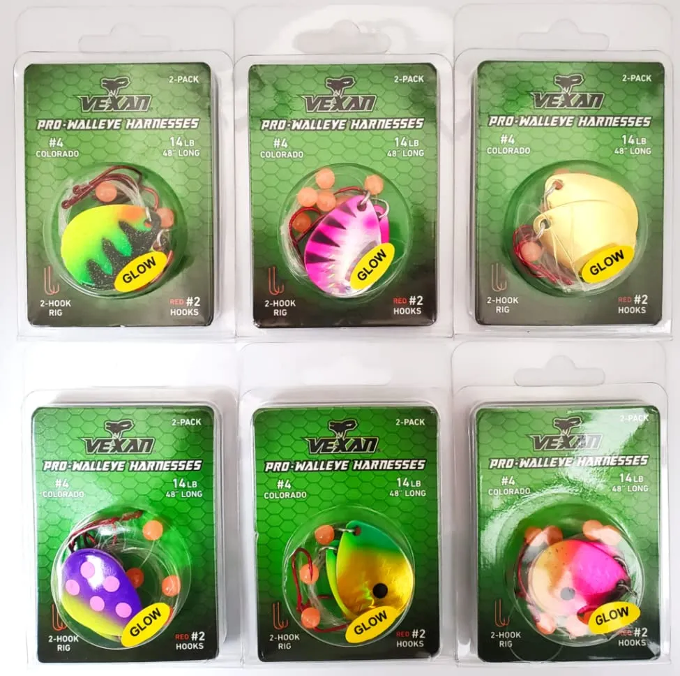 GLOW Walleye Crawler Harnesses Variety Kit - 12 pack