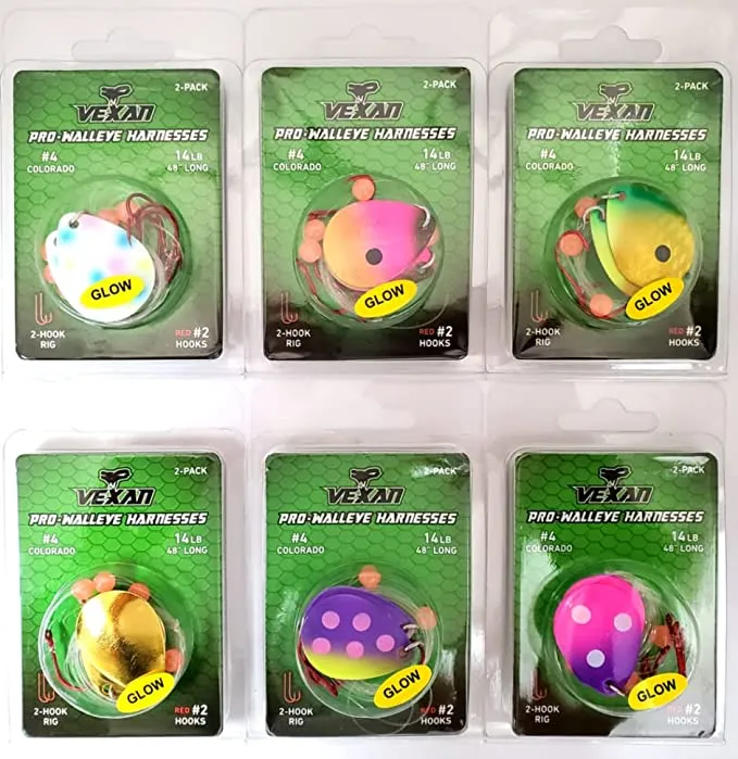 GLOW Walleye Crawler Harnesses Variety Kit - 12 pack