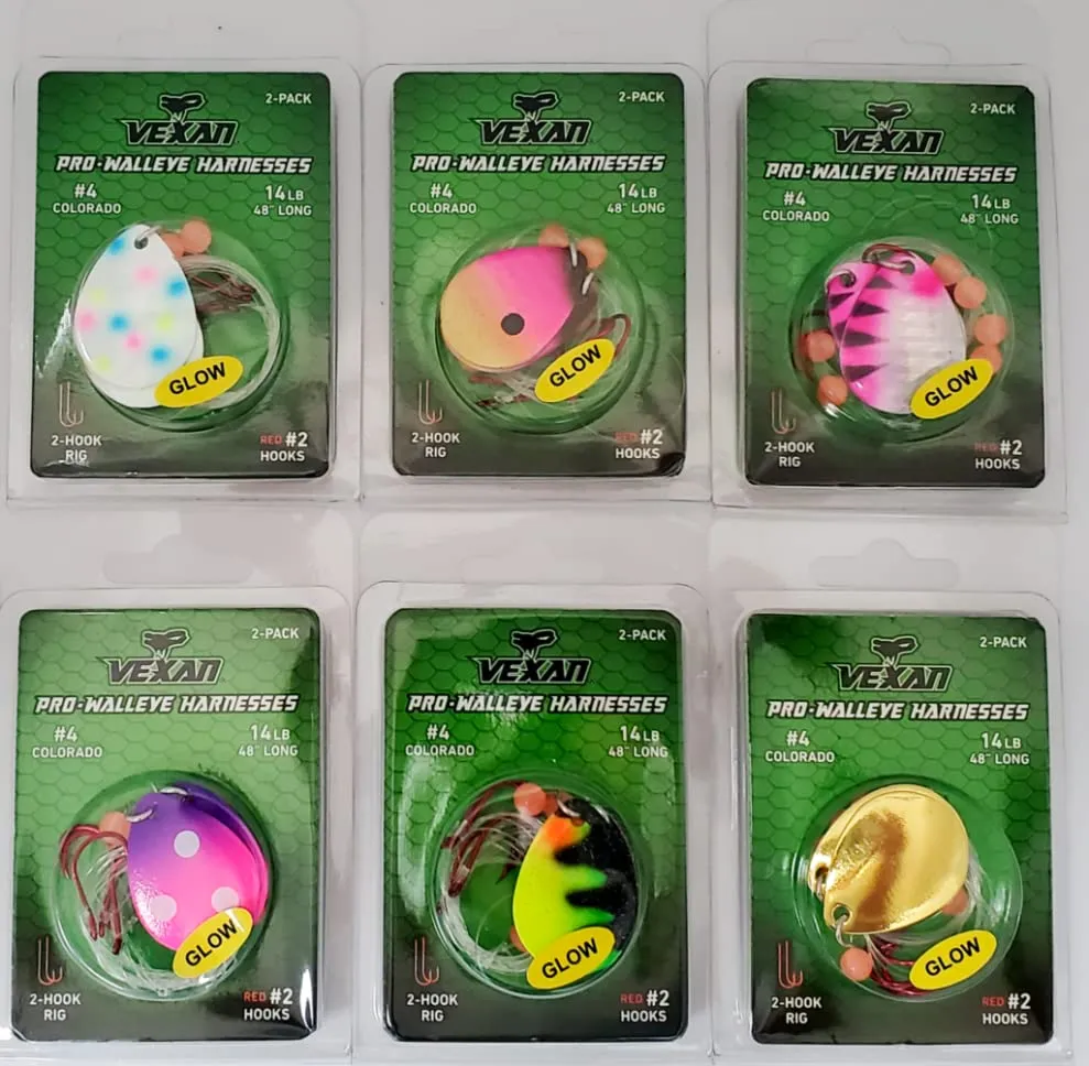 GLOW Walleye Crawler Harnesses Variety Kit - 12 pack