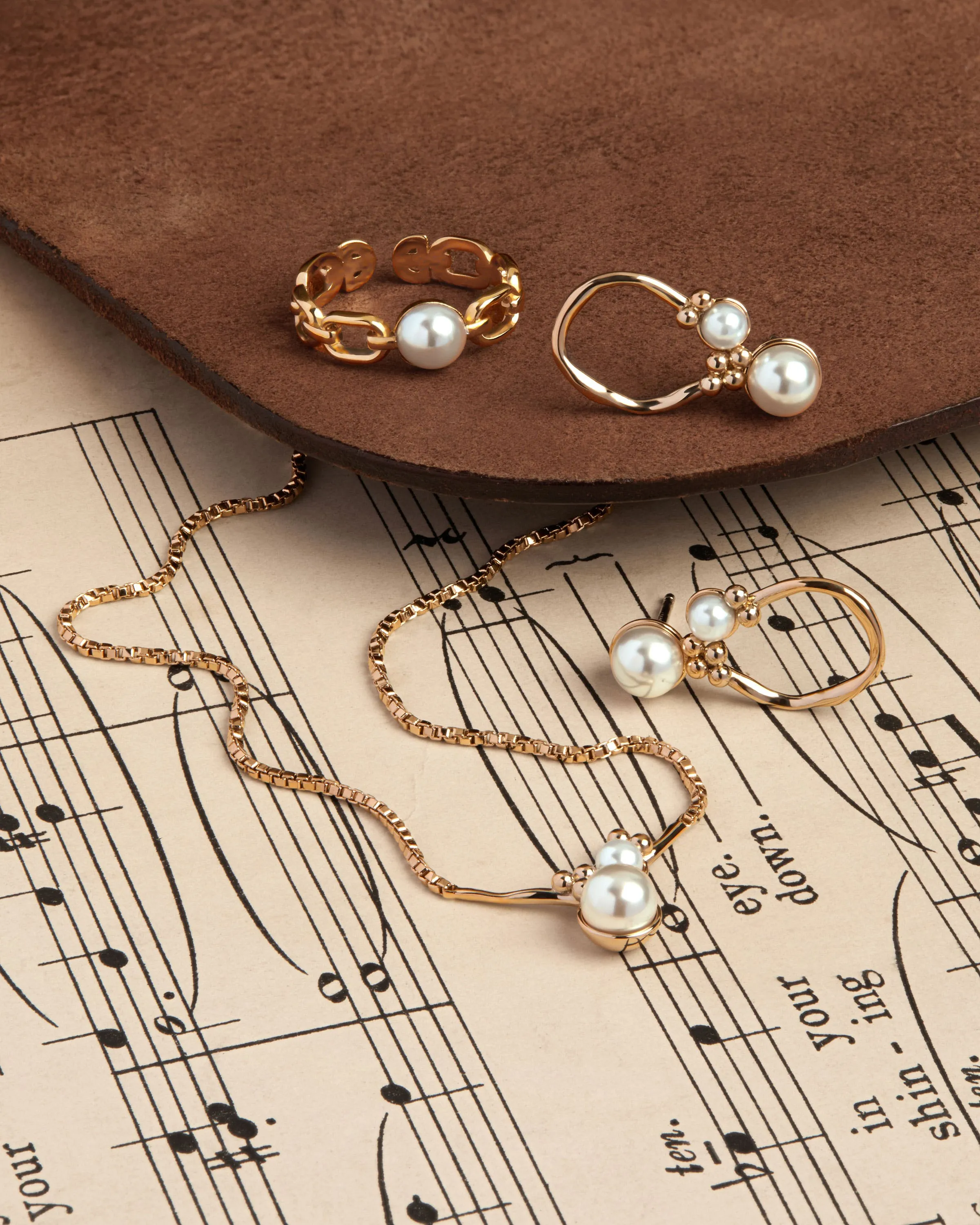 Pearl Cluster Earrings - 22 Carat Gold Gilded