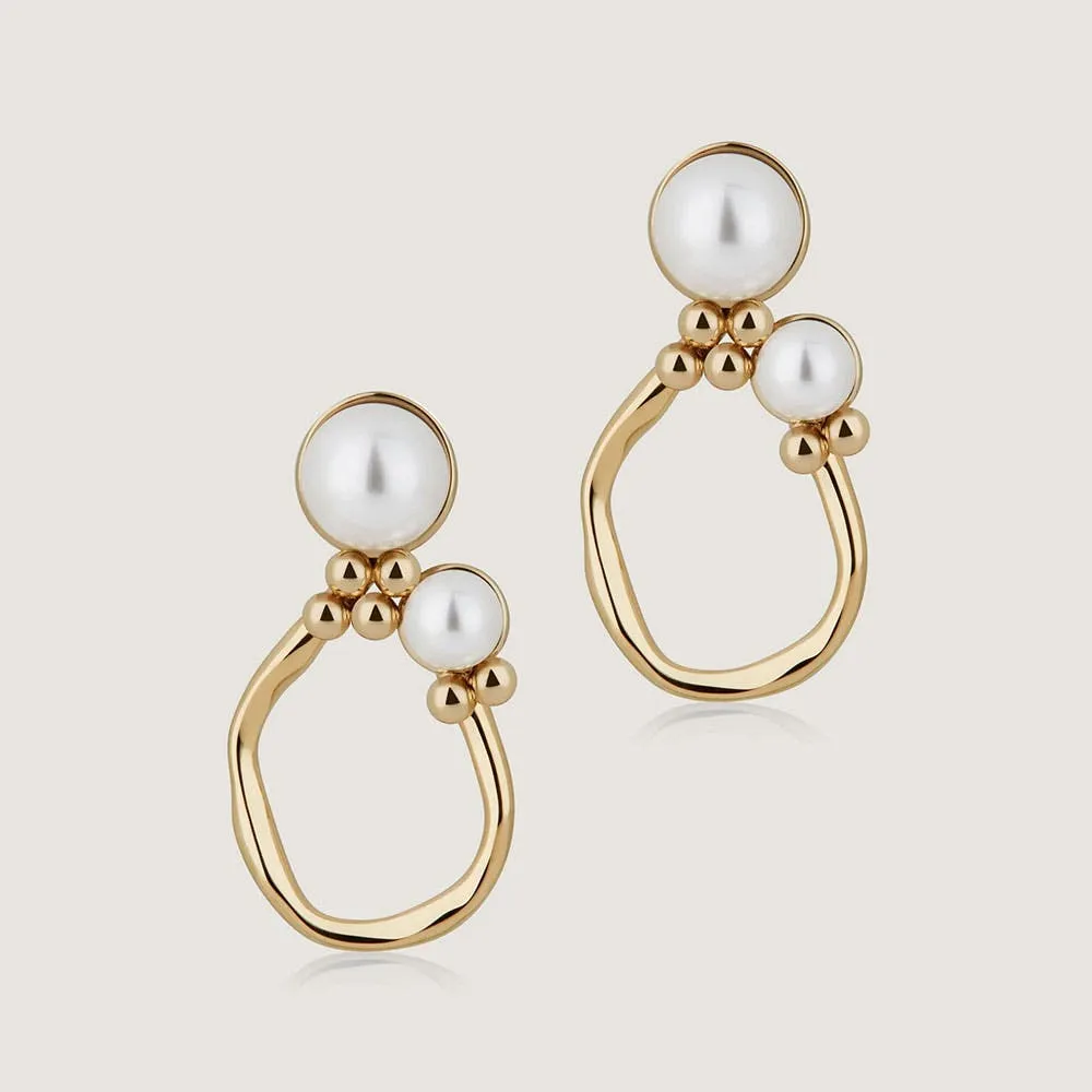 Pearl Cluster Earrings - 22 Carat Gold Gilded
