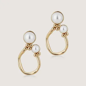 Pearl Cluster Earrings - 22 Carat Gold Gilded