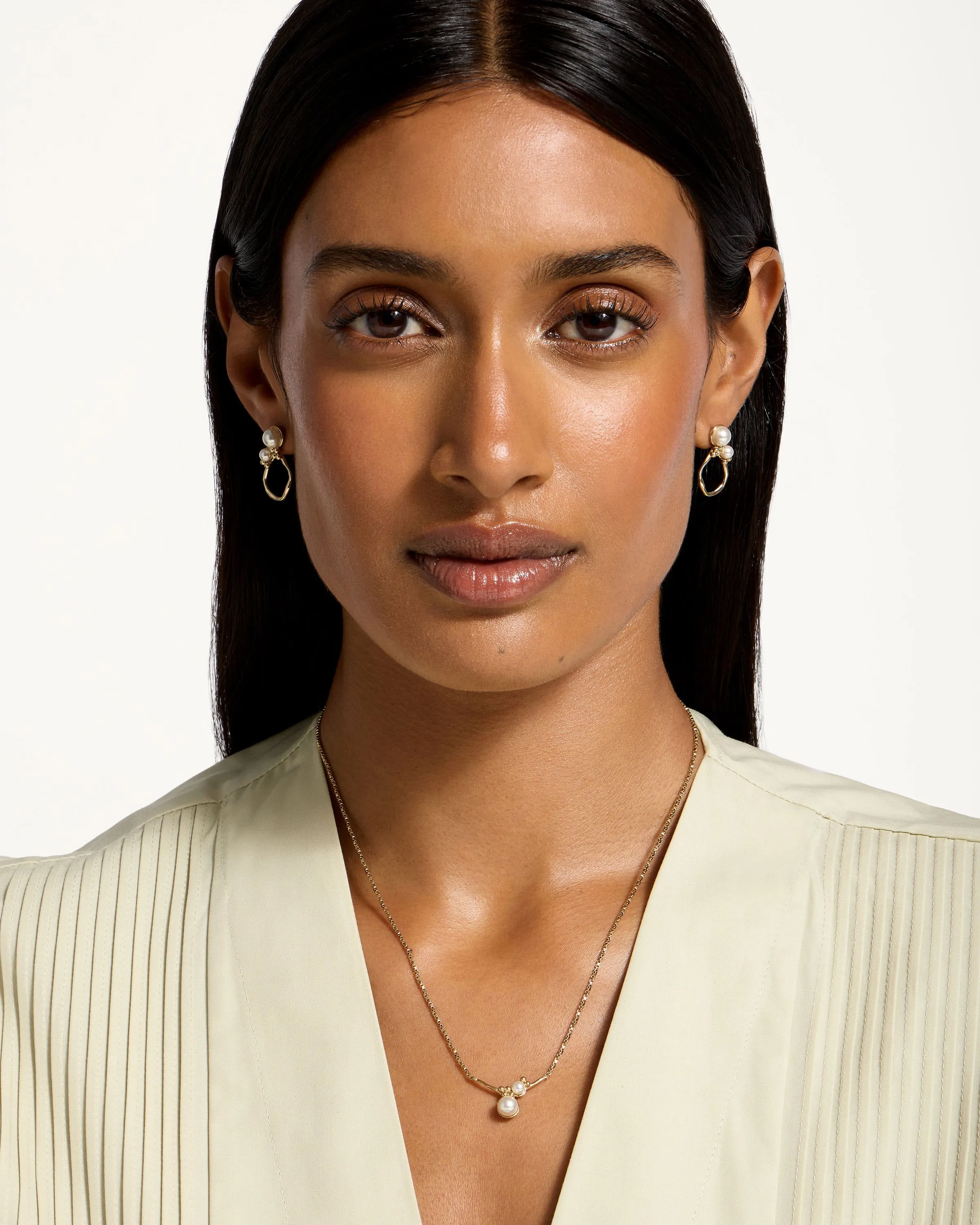 Pearl Cluster Earrings - 22 Carat Gold Gilded