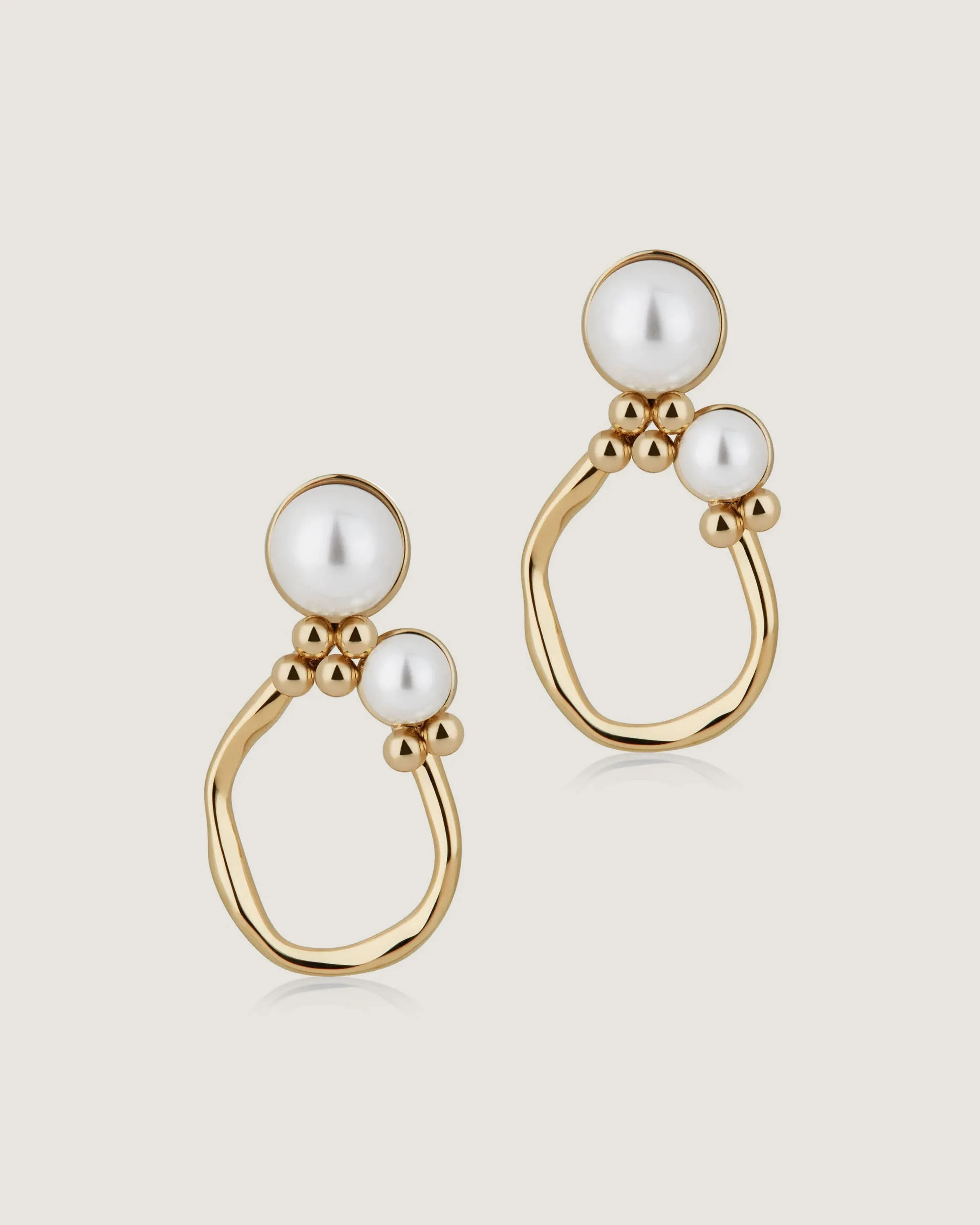 Pearl Cluster Earrings - 22 Carat Gold Gilded
