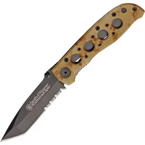 Smith and Wesson Folding Knife - Extreme Ops Desert Tan Aluminum Handle | SWCK5TBSD